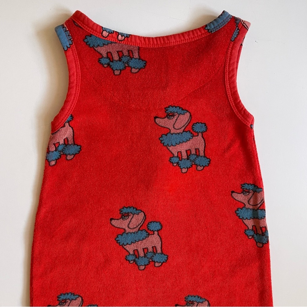 Hugo Loves Tiki Unisex Baby Red Terry Long Leg Romper - Poodle Print - 3-6M - Picture 9 of 14